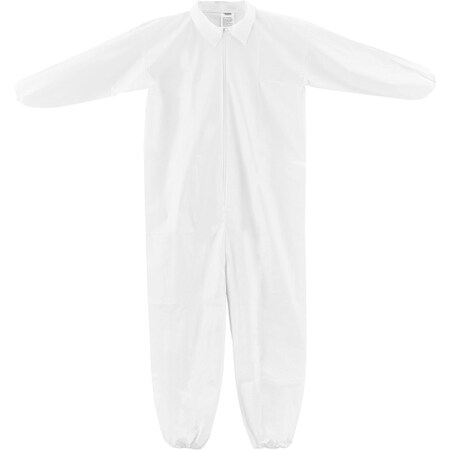 Global Industrial Disposable Coverall, 60% Polypropylene/40% Polyethylene, White, 25 PK 708189XXL